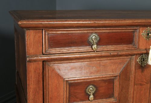 fig 8. Antique English 17th Century William & Mary Oak & Fruitwood Geometric Two-Part Chest of Drawers (Circa 1690)