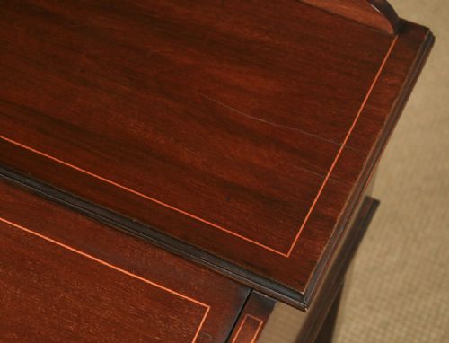 fig 2. Antique English Edwardian Mahogany & Leather Cylinder Office Roll Top Desk (Circa 1910)