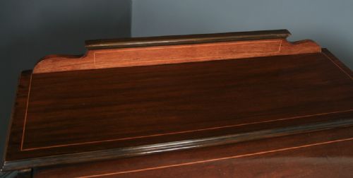 fig 5. Antique English Edwardian Mahogany & Leather Cylinder Office Roll Top Desk (Circa 1910)