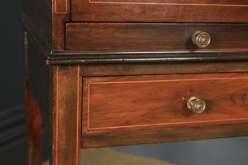 fig 7. Antique English Edwardian Mahogany & Leather Cylinder Office Roll Top Desk (Circa 1910)