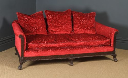 Antique English Georgian Chippendale Style Camel Back Mahogany Sofa / Settee / Couch (Circa 1860)