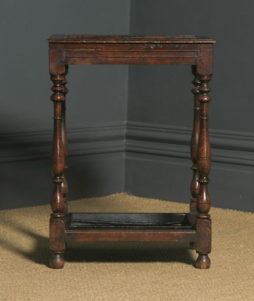 fig 2. Antique English Edwardian Quadrant Oak Stick & Umbrella Hall Stand (Circa 1910)