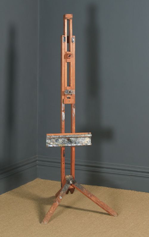 fig 1. Antique English George V Winsor & Newton Beech Artists Picture Painting Studio Folding Easel (Circa 1930)