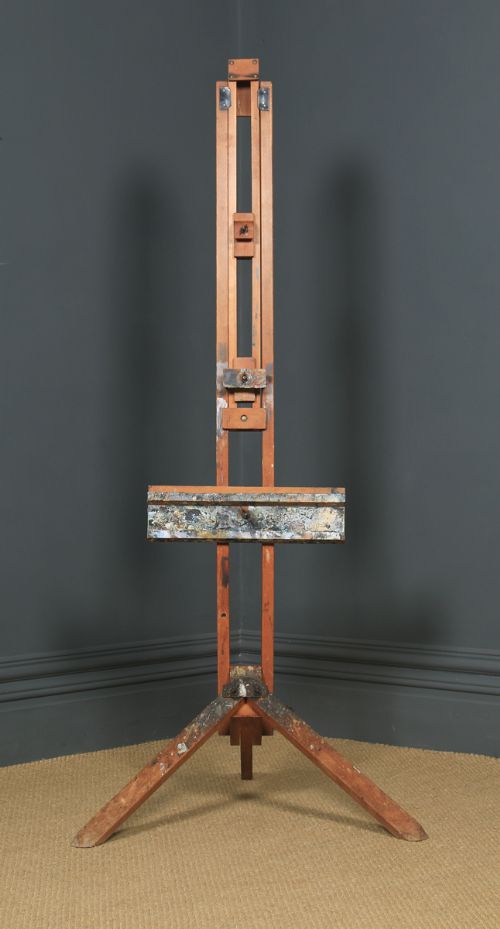 fig 3. Antique English George V Winsor & Newton Beech Artists Picture Painting Studio Folding Easel (Circa 1930)