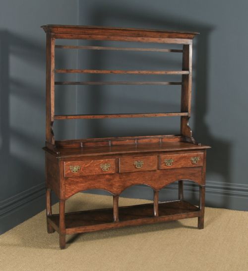 fig 1. Antique Welsh Carmarthenshire Georgian Oak Dresser Base Sideboard Potboard & Rack (Circa 1790)