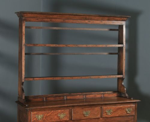 fig 2. Antique Welsh Carmarthenshire Georgian Oak Dresser Base Sideboard Potboard & Rack (Circa 1790)