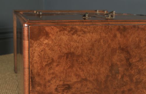 fig 2. Antique English Art Deco Burr Walnut Two Door Tallboy Compactum Chest of Drawers (Circa 1930)
