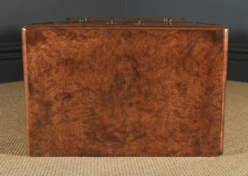 fig 3. Antique English Art Deco Burr Walnut Two Door Tallboy Compactum Chest of Drawers (Circa 1930)