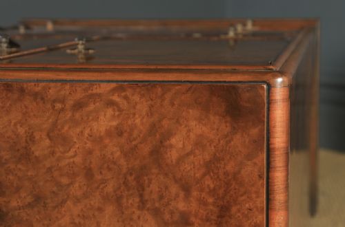 fig 6. Antique English Art Deco Burr Walnut Two Door Tallboy Compactum Chest of Drawers (Circa 1930)