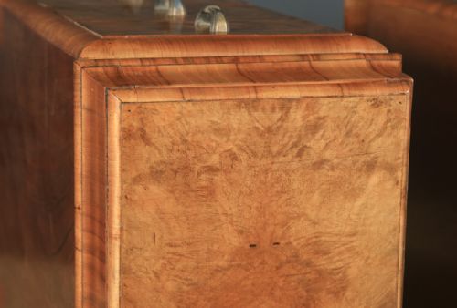 fig 5. Antique Pair of English Art Deco Figured Walnut Bedside Chests (Circa 1930)