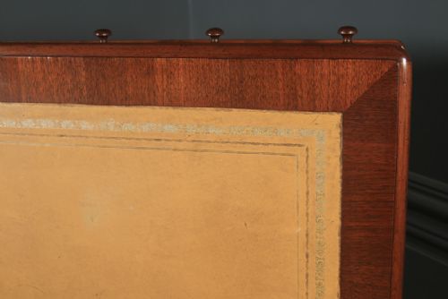 fig 4. Antique English Victorian 3ft 10” Mahogany & Leather Pedestal Office Desk (Circa 1870)