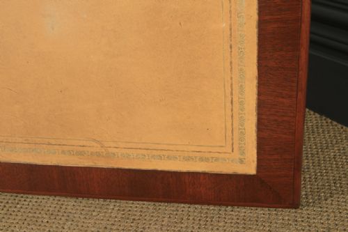 fig 6. Antique English Victorian 3ft 10” Mahogany & Leather Pedestal Office Desk (Circa 1870)