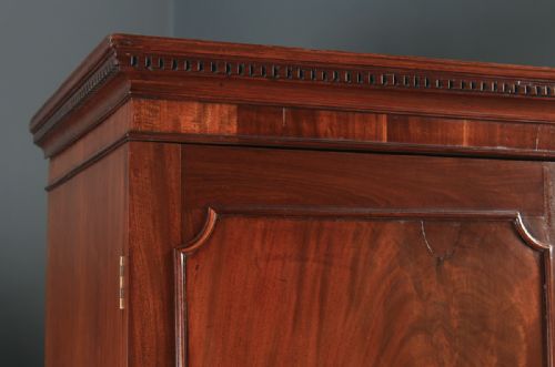 fig 3. Antique English Georgian Flame Mahogany Linen Press Chest of Drawers (Circa 1800)