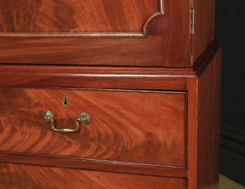 fig 7. Antique English Georgian Flame Mahogany Linen Press Chest of Drawers (Circa 1800)