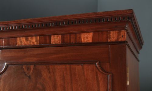fig 4. Antique English Georgian Flame Mahogany Linen Press Chest of Drawers (Circa 1800)