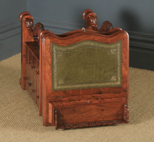 fig 2. Antique English Victorian Figured Walnut Davenport Writing Desk (Circa 1860)