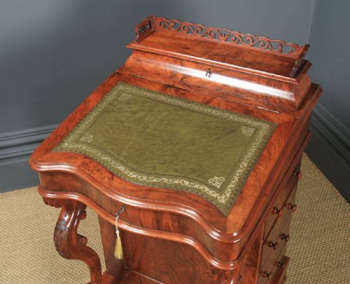 fig 4. Antique English Victorian Figured Walnut Davenport Writing Desk (Circa 1860)