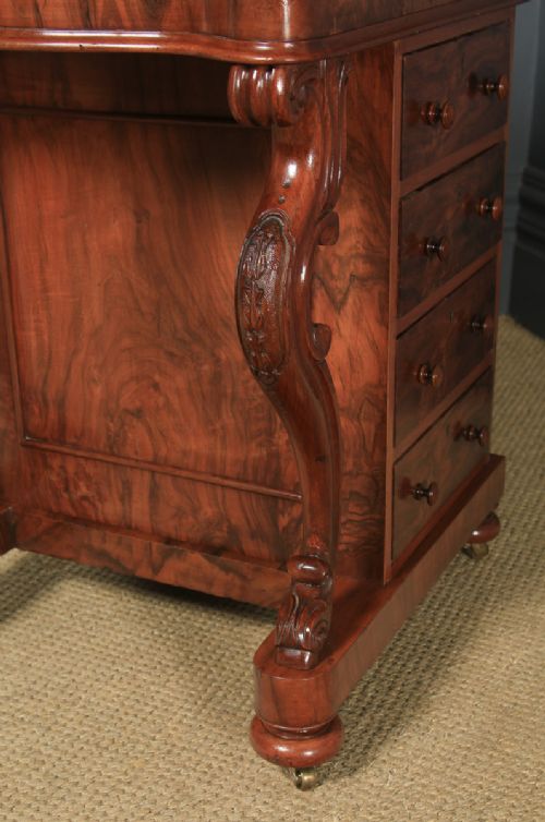 fig 7. Antique English Victorian Figured Walnut Davenport Writing Desk (Circa 1860)