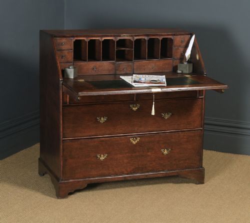 Antique English Mid 18th Century Georgian Oak Office Bureau (Circa 1750)