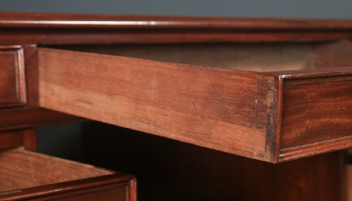 fig 6. Antique English Victorian Mahogany & Leather 5ft Partner’s Pedestal Office Desk (Circa 1860)