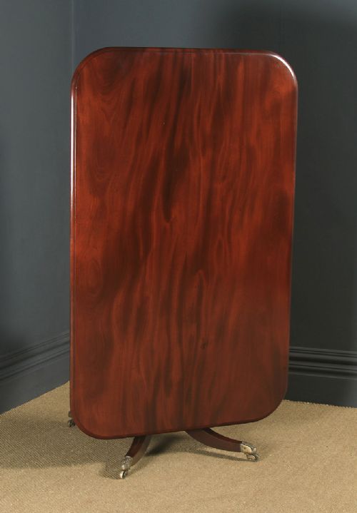 Antique English Georgian Regency Figured Mahogany Rectangular Tilt Top Breakfast Dining Table (Circa 1820)