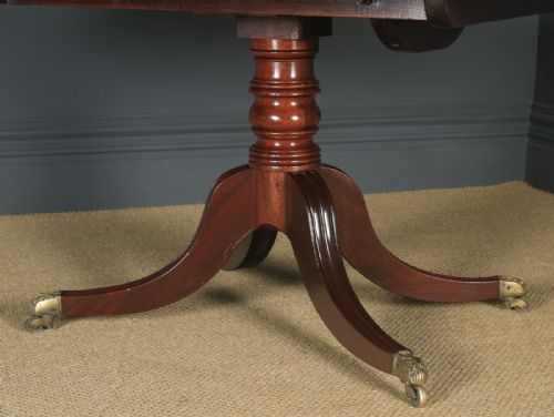 fig 6. Antique English Georgian Regency Figured Mahogany Rectangular Tilt Top Breakfast Dining Table (Circa 1820)