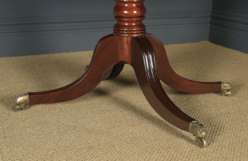 fig 8. Antique English Georgian Regency Figured Mahogany Rectangular Tilt Top Breakfast Dining Table (Circa 1820)