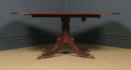 fig 4. Antique English Georgian Regency Figured Mahogany Rectangular Tilt Top Breakfast Dining Table (Circa 1820)