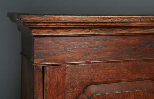 fig 2. Antique English Pair of Georgian Oak Wall Hanging Spice Cabinet Cupboards (Circa 1780)