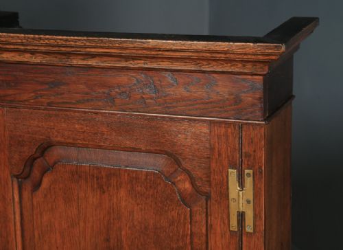 fig 3. Antique English Pair of Georgian Oak Wall Hanging Spice Cabinet Cupboards (Circa 1780)