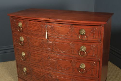 fig 7. Antique English Georgian Regency Mahogany Bow Front Carved Chest of Drawers (Circa 1820)