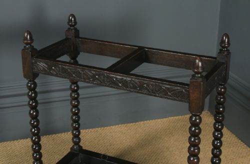 fig 3. Antique English Edwardian Oak Stick & Umbrella Hall Stand (Circa 1910)