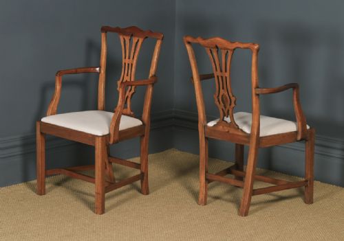 fig 2. Antique English Set of Eight 8 Georgian Chippendale Style Mahogany Dining Chairs (Circa 1930)