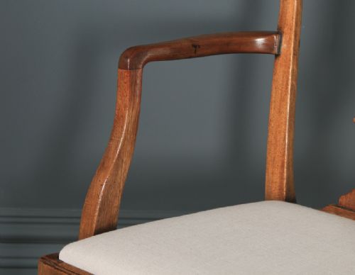 fig 6. Antique English Set of Eight 8 Georgian Chippendale Style Mahogany Dining Chairs (Circa 1930)