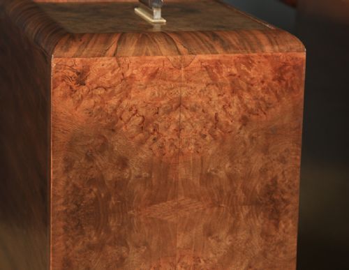 fig 3. Antique Pair of English Art Deco Burr Walnut Bedside Chest Tables Nightstands (Circa 1930)