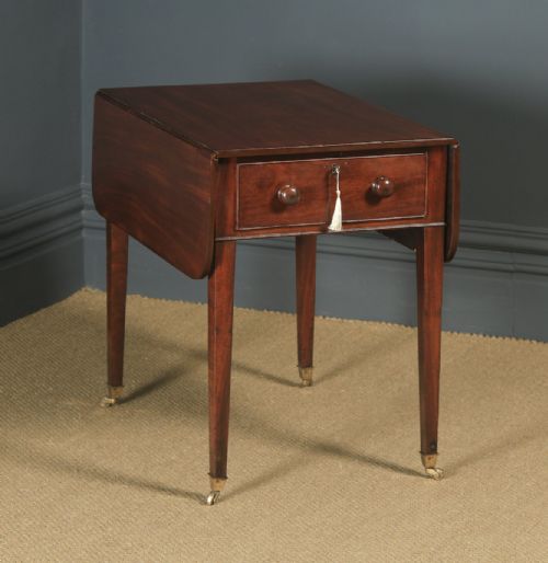 Antique English Georgian Regency Mahogany Drop Leaf Pembroke Occasional Side Table (Circa 1820)