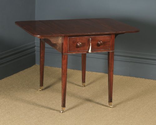 fig 1. Antique English Georgian Regency Mahogany Drop Leaf Pembroke Occasional Side Table (Circa 1820)