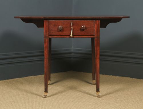 fig 3. Antique English Georgian Regency Mahogany Drop Leaf Pembroke Occasional Side Table (Circa 1820)