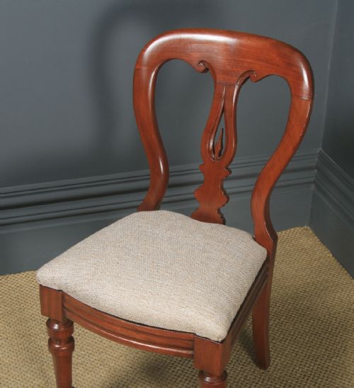fig 7. Antique English Victorian Pair Two Mahogany Balloon Spear Back Dining Chairs (Circa 1870)