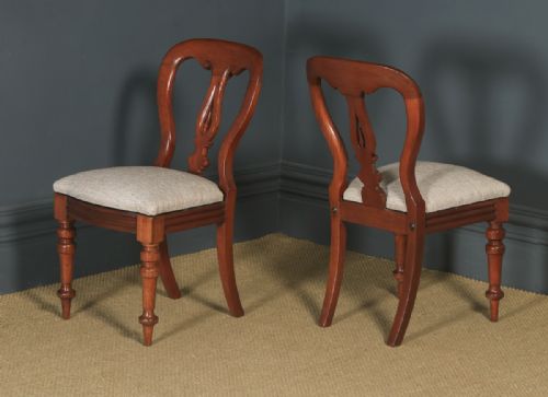 fig 1. Antique English Victorian Pair Two Mahogany Balloon Spear Back Dining Chairs (Circa 1870)