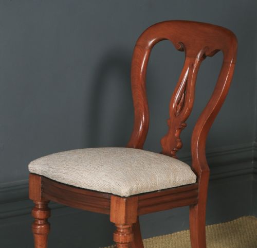 fig 2. Antique English Victorian Pair Two Mahogany Balloon Spear Back Dining Chairs (Circa 1870)