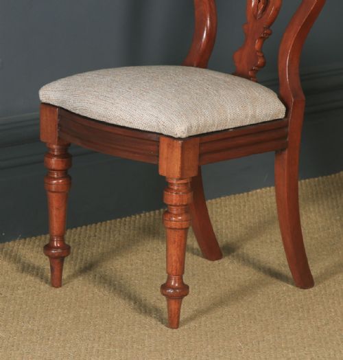 fig 3. Antique English Victorian Pair Two Mahogany Balloon Spear Back Dining Chairs (Circa 1870)