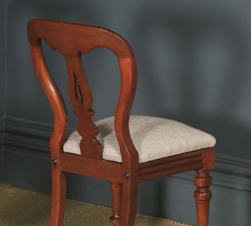 fig 4. Antique English Victorian Pair Two Mahogany Balloon Spear Back Dining Chairs (Circa 1870)