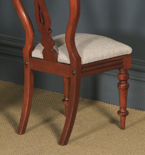 fig 5. Antique English Victorian Pair Two Mahogany Balloon Spear Back Dining Chairs (Circa 1870)