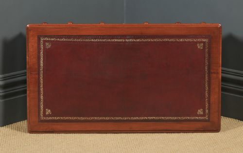 fig 7. Antique English Victorian 3ft 6” Mahogany & Red Leather Pedestal Office Desk (Circa 1870)