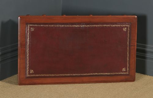 fig 4. Antique English Victorian 3ft 6” Mahogany & Red Leather Pedestal Office Desk (Circa 1870)