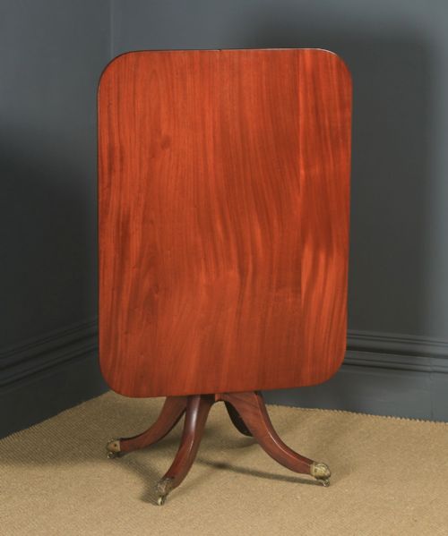 Small Antique English Georgian Regency Figured Mahogany Tilt Top Occasional Breakfast Dining Table (Circa 1820)