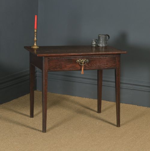 Antique English Georgian Oak Provincial Occasional Hall Writing Lowboy Side Table (Circa 1790)