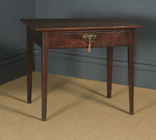 fig 1. Antique English Georgian Oak Provincial Occasional Hall Writing Lowboy Side Table (Circa 1790)