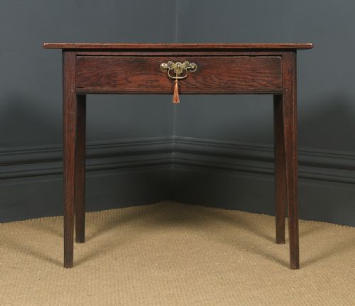 fig 2. Antique English Georgian Oak Provincial Occasional Hall Writing Lowboy Side Table (Circa 1790)